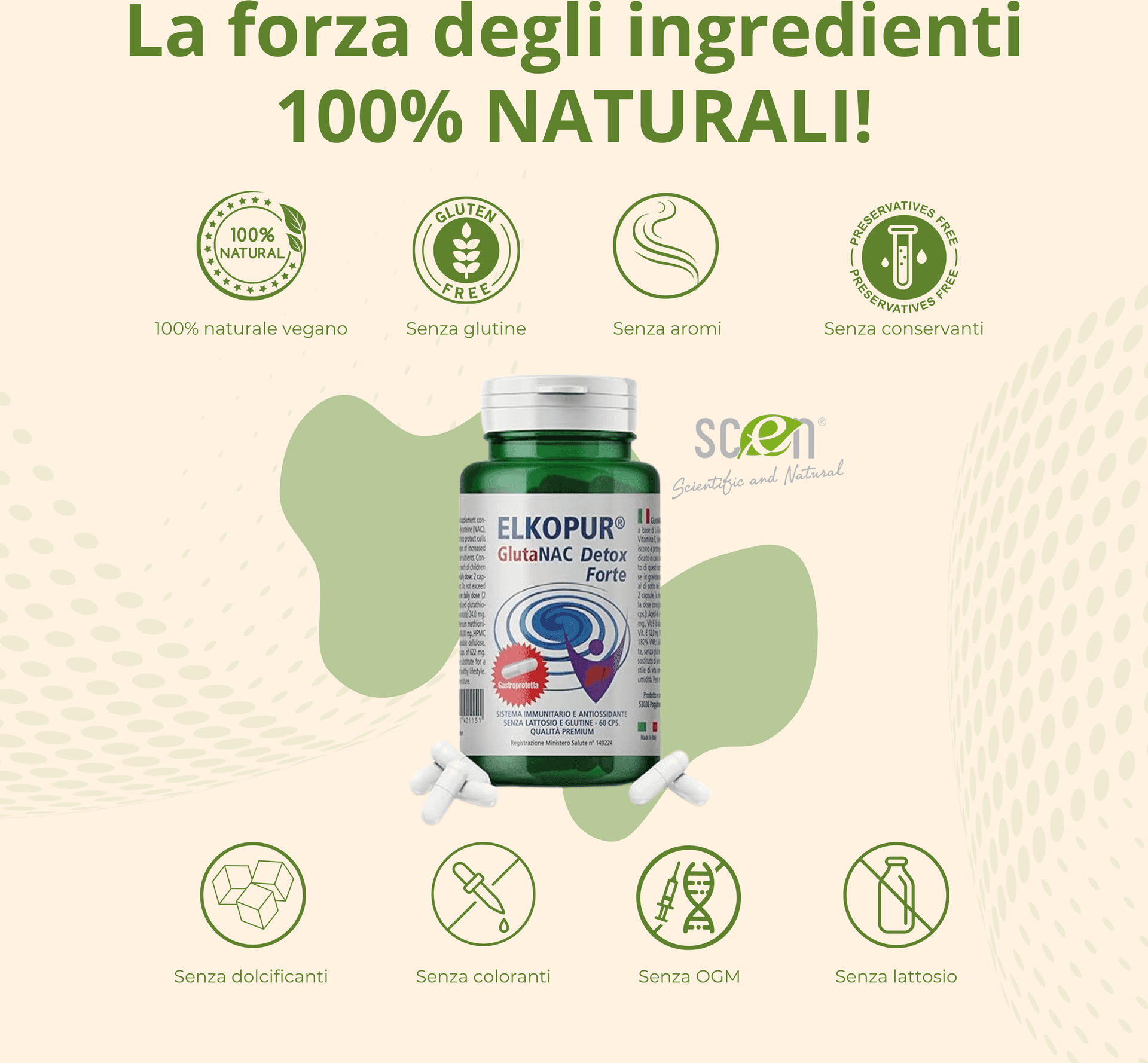 Elkopur® GlutaNAC Detox Forte - Integratore alimentare di L-Glutatione ridotto, N-Acetilcisteina (NAC), Vitamina E, Selenio, L-Glicina in Capsule gastroresistenti vegetali, prodotto in Italia - 8