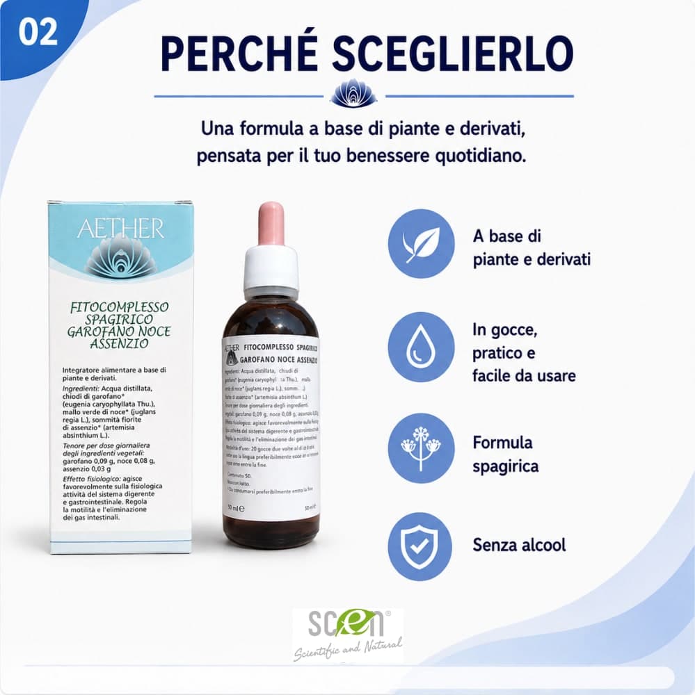 Scen-Fitocomplesso con estratti di Garofano-Noce-Assenzio per la parassitosi intestinale, senza alcool, preparazione spagirica - 3