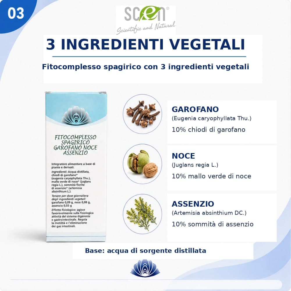 Scen-Fitocomplesso con estratti di Garofano-Noce-Assenzio per la parassitosi intestinale, senza alcool, preparazione spagirica - 4