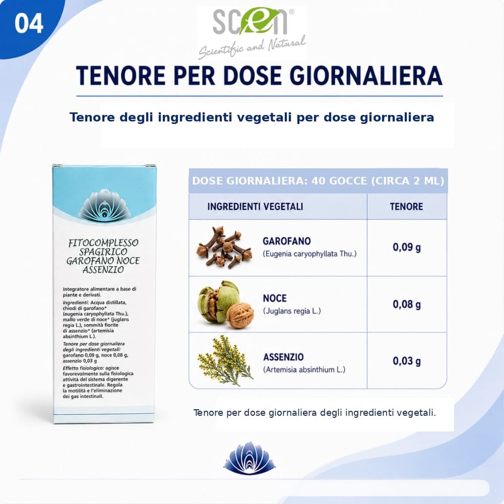 Scen-Fitocomplesso con estratti di Garofano-Noce-Assenzio per la parassitosi intestinale, senza alcool, preparazione spagirica - 5