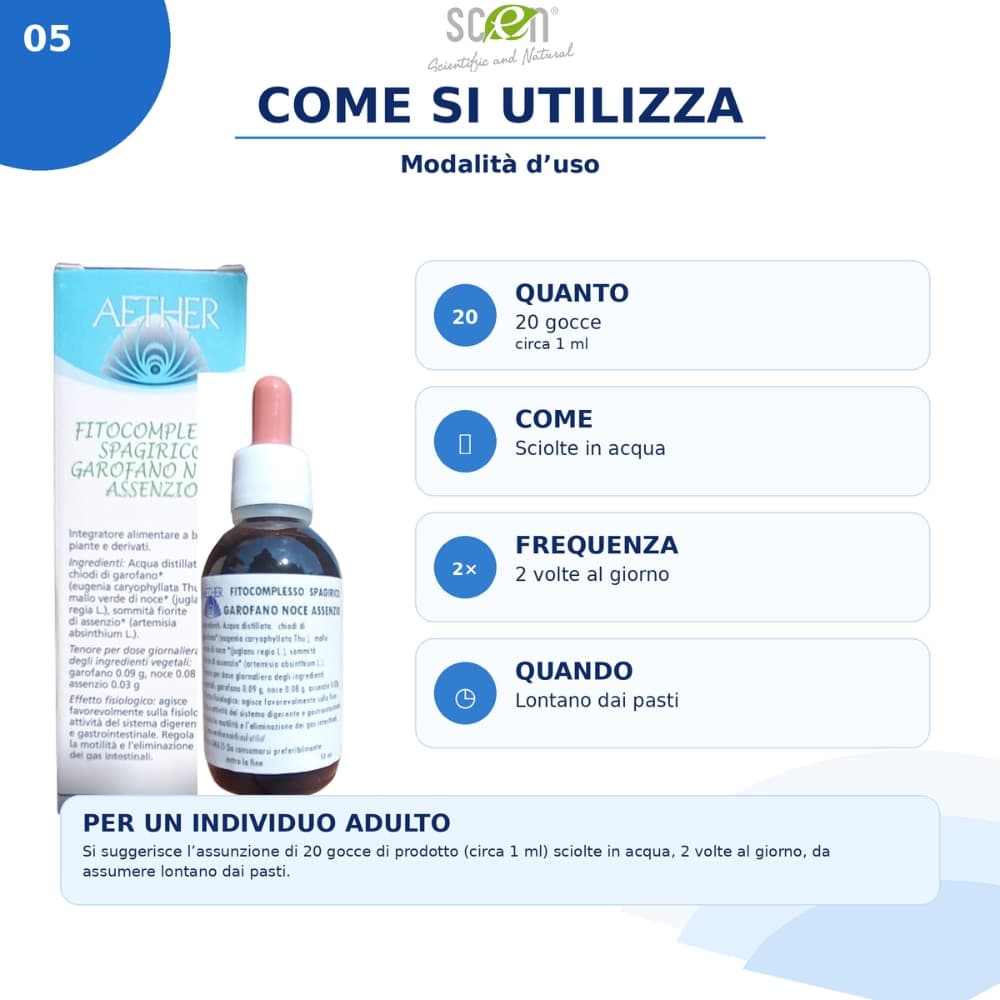 Scen-Fitocomplesso con estratti di Garofano-Noce-Assenzio per la parassitosi intestinale, senza alcool, preparazione spagirica - 6