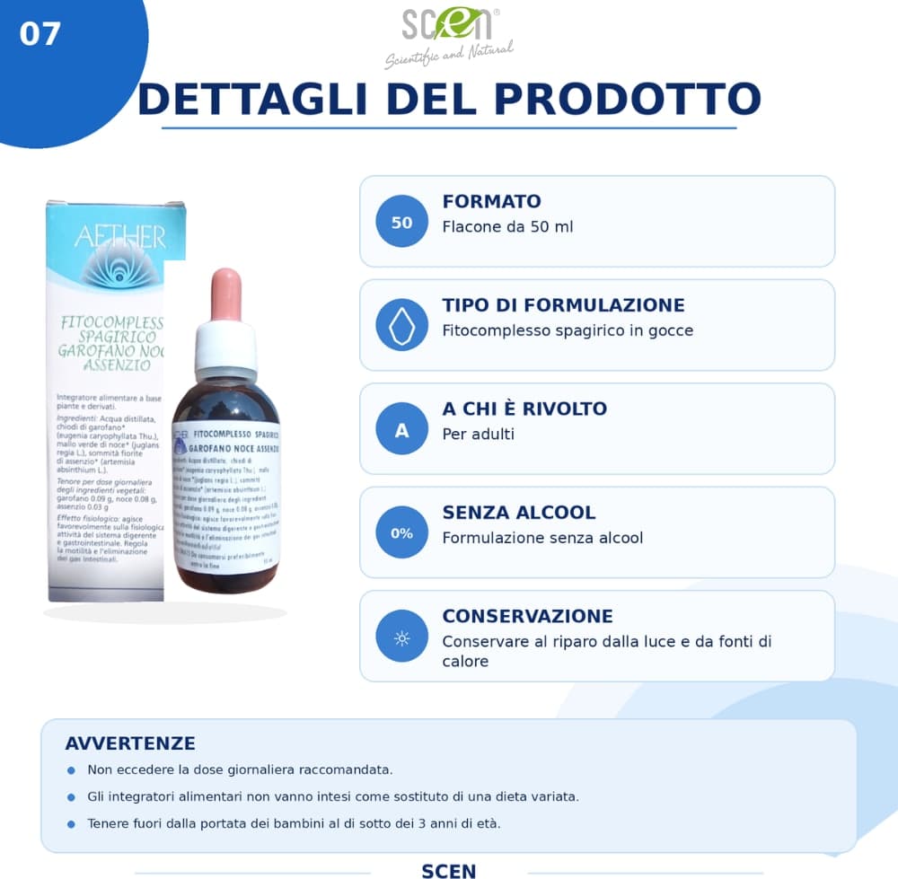 Scen-Fitocomplesso con estratti di Garofano-Noce-Assenzio per la parassitosi intestinale, senza alcool, preparazione spagirica - 8