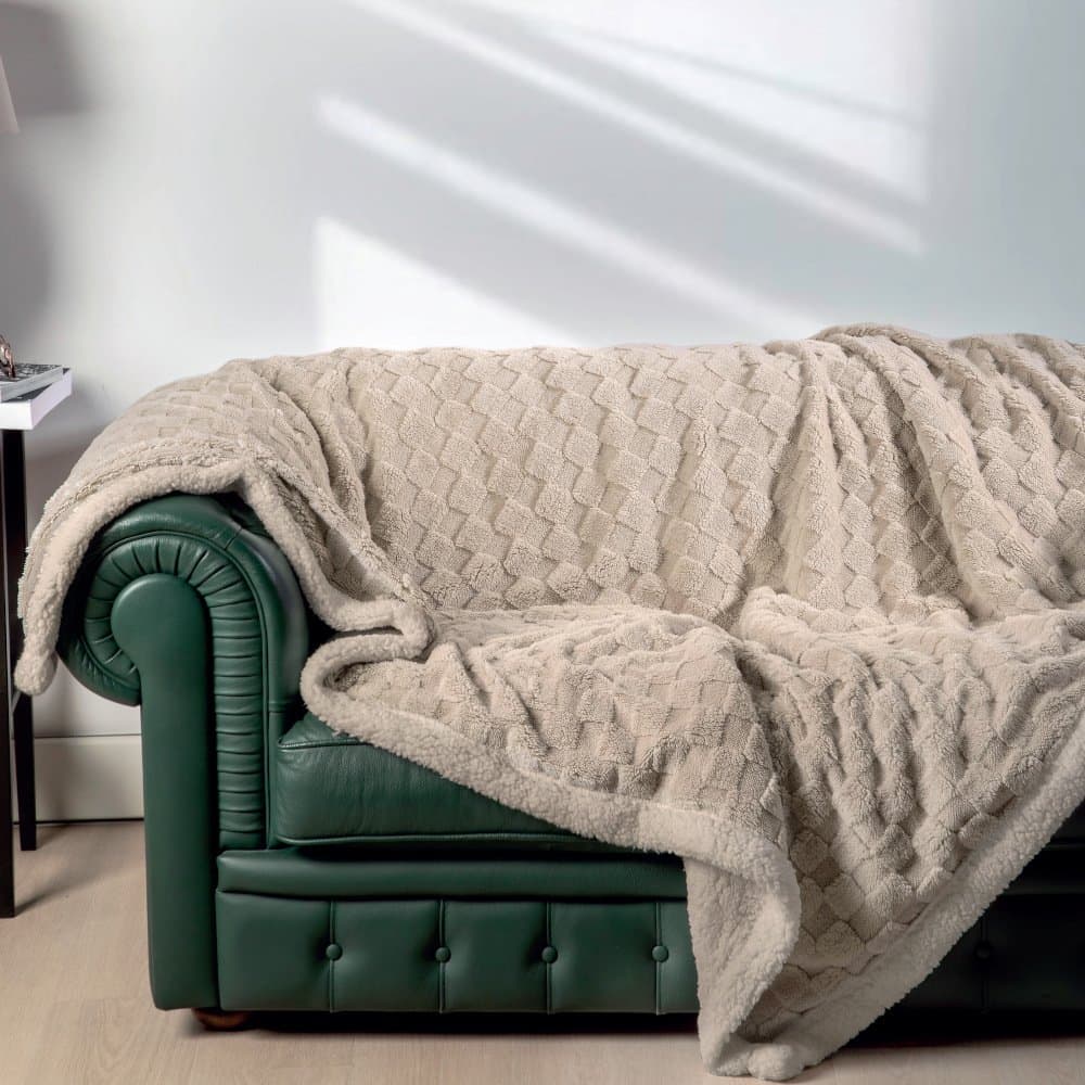 Coperta plaid acca24 ovindoli in morbido pile + retro in sherpa - 8