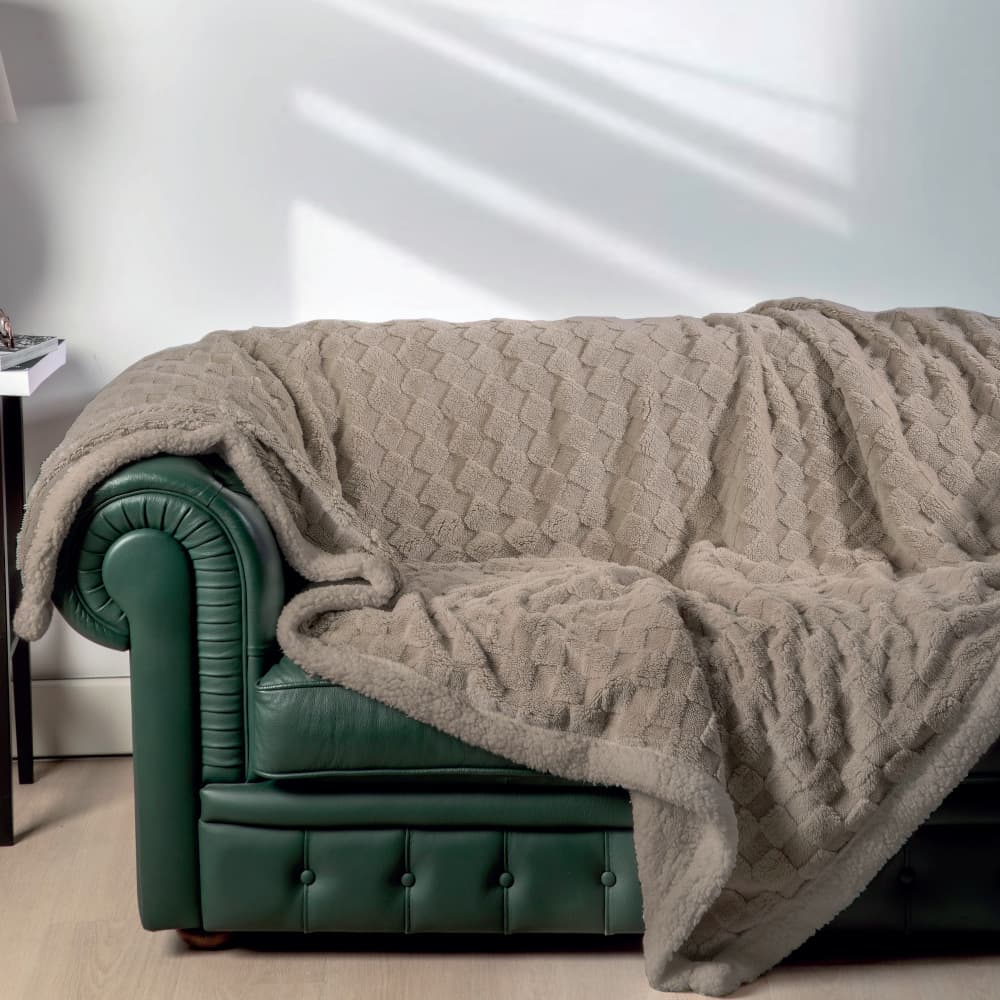 Coperta plaid acca24 ovindoli in morbido pile + retro in sherpa - 5