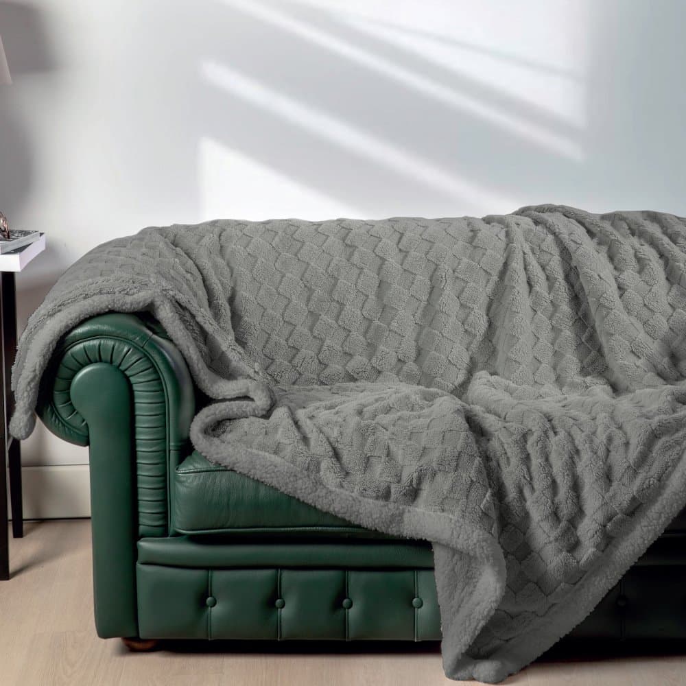 Coperta plaid acca24 ovindoli in morbido pile + retro in sherpa - 6