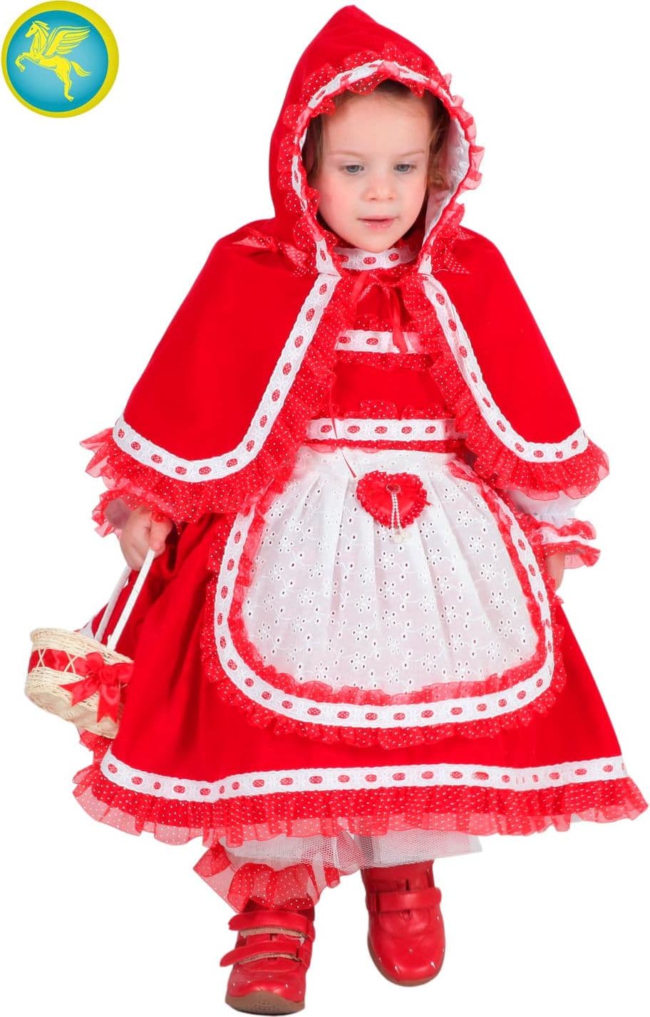 COSTUME CARNEVALE CAPPUCCETTO ROSSO LUSSO IN VELLUTO - PEGASUS 2124 - 3