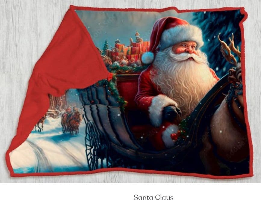 Coperta plaid santa claus in morbido pile + retro in sherpa – Acca24 – matrimoniale 210x240 – Acca 24 – maglia
