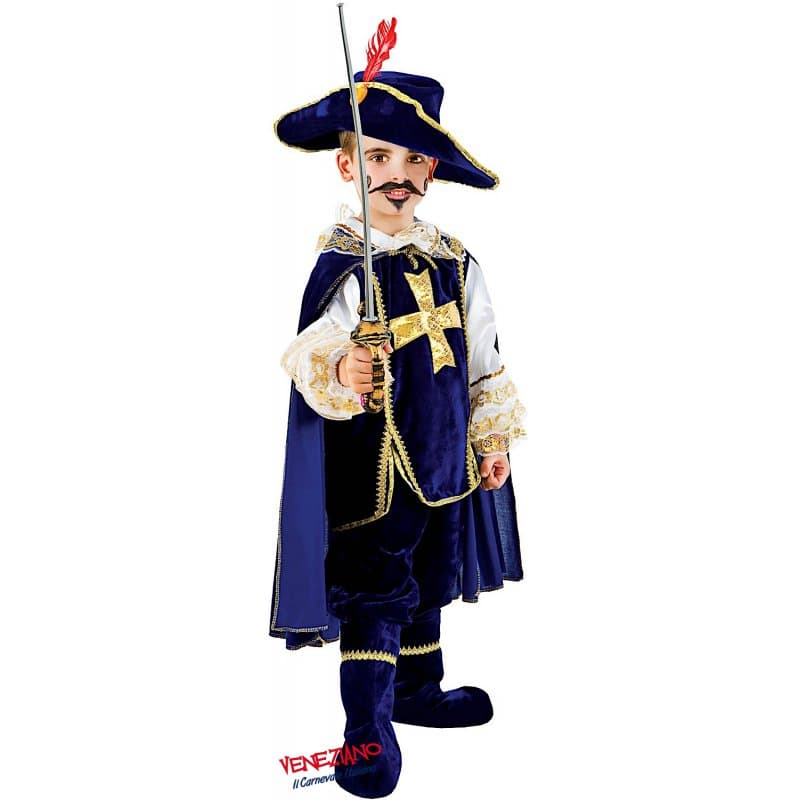 Costume carnevale moschettiere in velluto da 3 a 6 anni - veneziano 1047 - 3