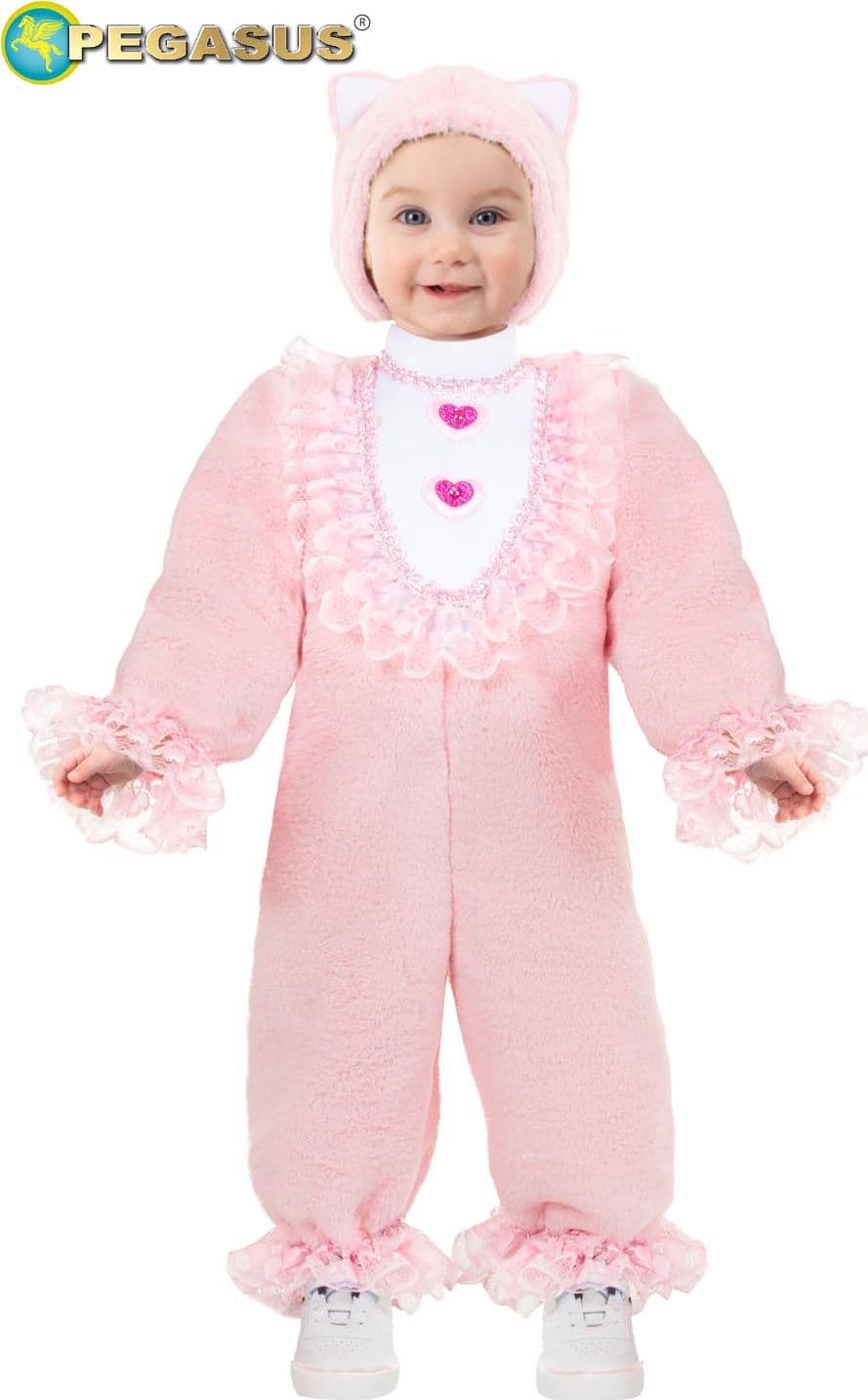 COSTUME CARNEVALE GATTINA PELUCHE DA 0 A 36 MESI - PEGASUS PE0006 – 3/6 mesi – rosa