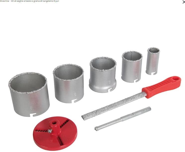 Kit di seghe a tazza a grana di tungsteno 8 pezzi Silverline in Attacchi Eternal Brico - Ariano Irpino, commercioVirtuoso.it