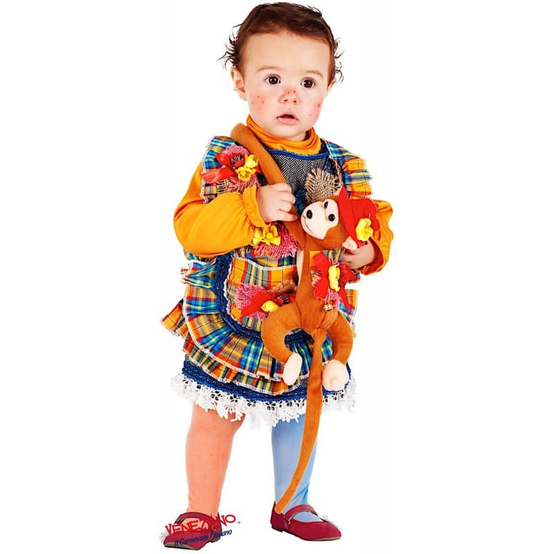 Costume carnevale piccola pippi lusso 0-3 anni - veneziano 50601 - 2
