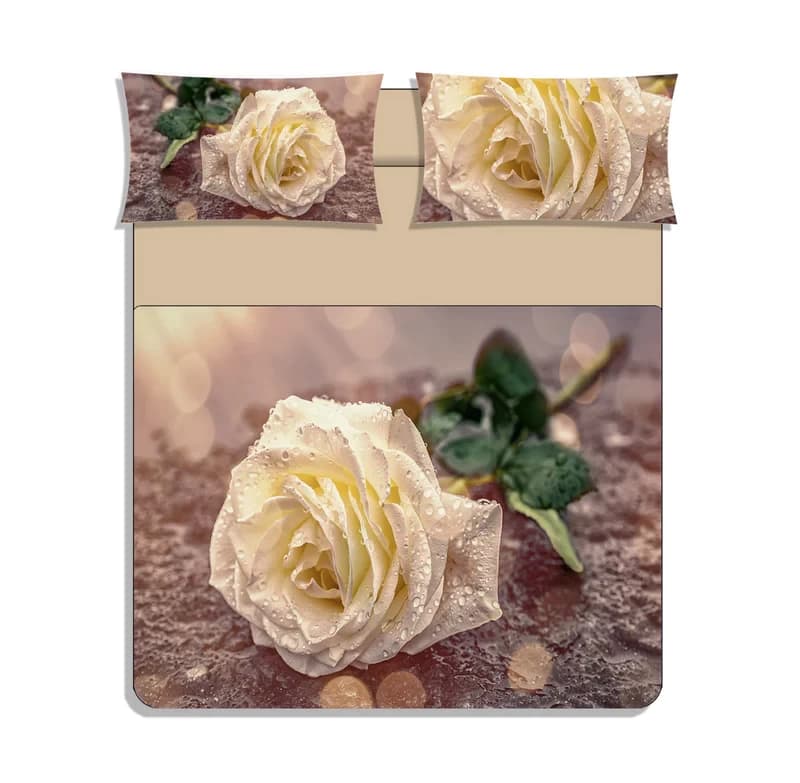 Completo lenzuola copriletto white rose stampa digitale matrimoniale - karì - 2