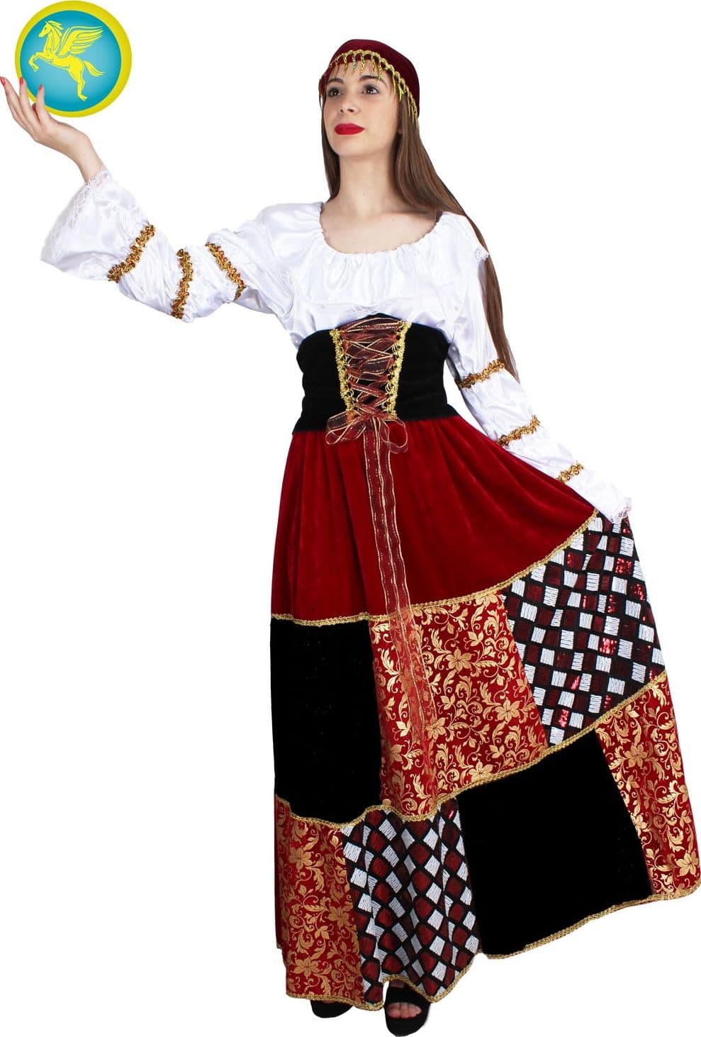 COSTUME CARNEVALE GITANA LUSSO TAGLIA UNICA - PEGASUS 4272 – abito