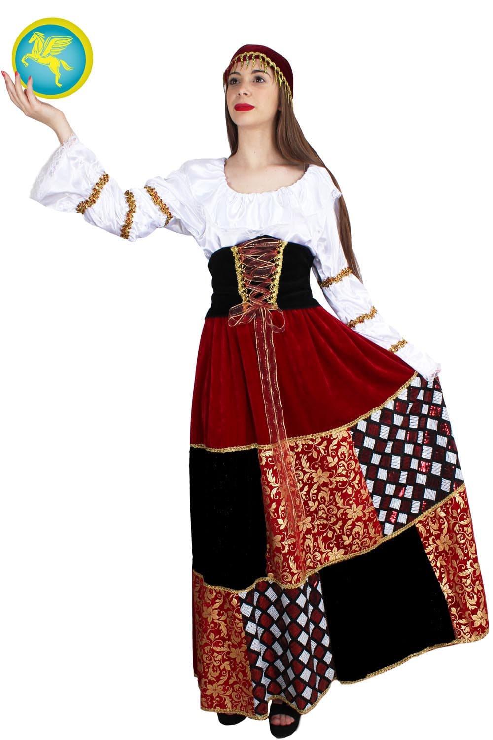 COSTUME CARNEVALE GITANA LUSSO TAGLIA UNICA - PEGASUS 4272 - 2