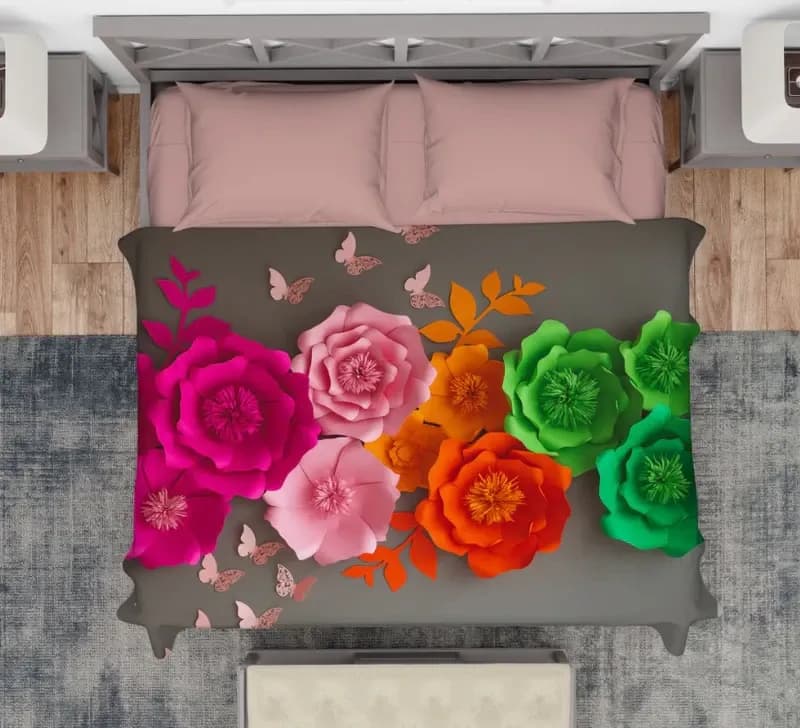 Copriletto flowers in puro cotone stampa digitale  matrimoniale - karì – armadio
