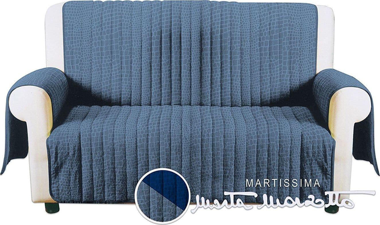 Copridivano trapuntato double face evolution marta marzotto – azzurro-blu navy, 4 Posti – letto
