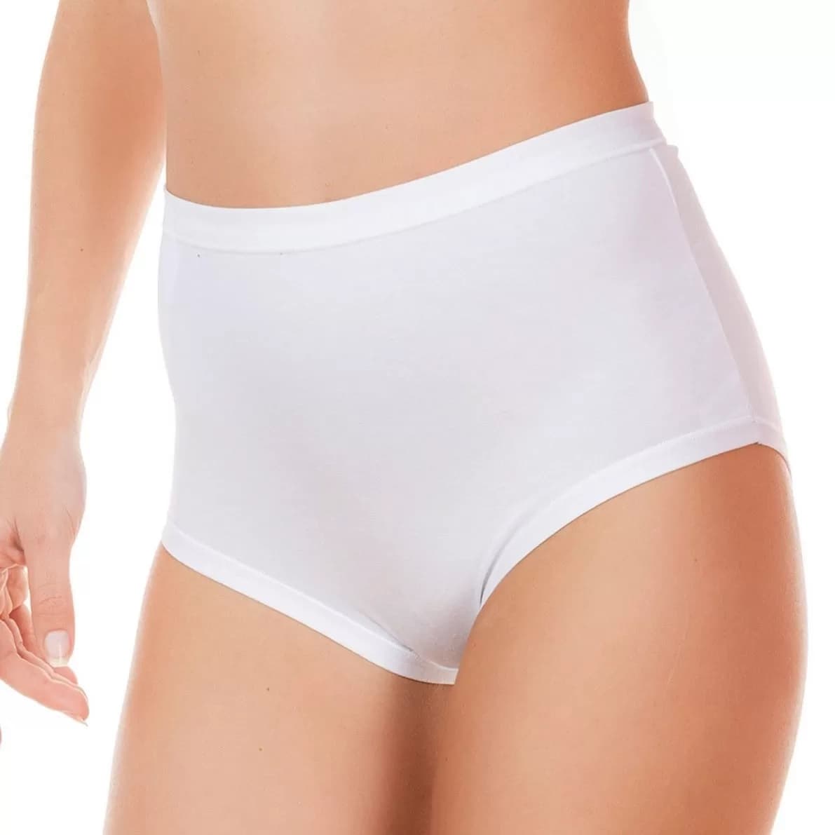 Slip Culotte in Cotone Jadea Mod. 787 Vita Alta Bianco/Nero - 7