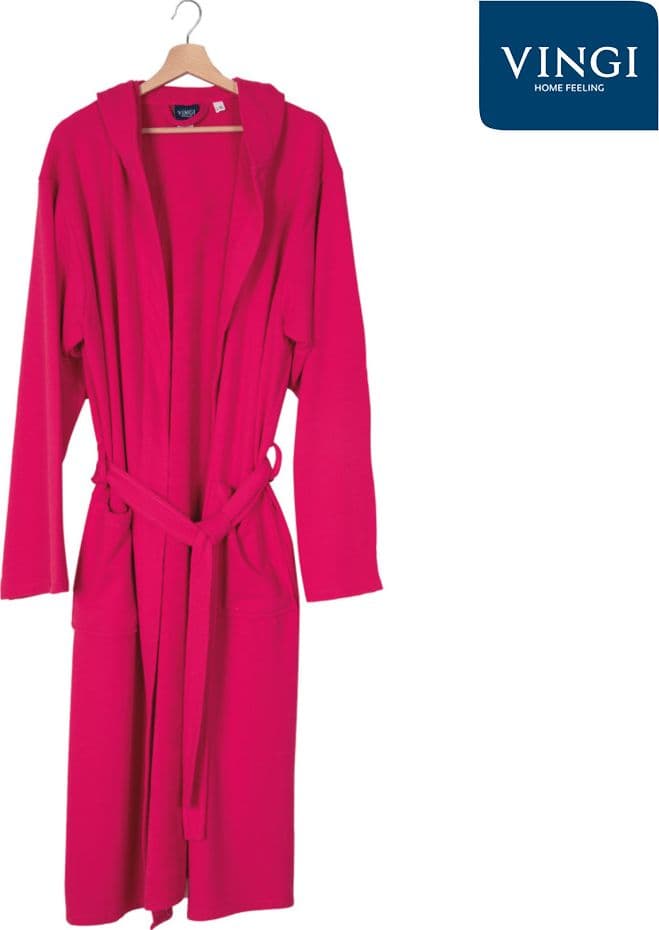Accappatoio in Microspugna Lisbona Vingi Con Cappuccio e Cinta Unisex – XL-XXL, Fucsia – giacca