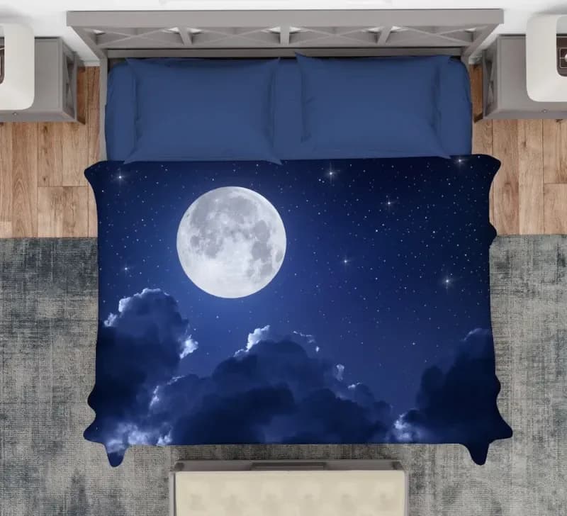 Copriletto luna piena in puro cotone stampa digitale matrimoniale - karì – tessuto