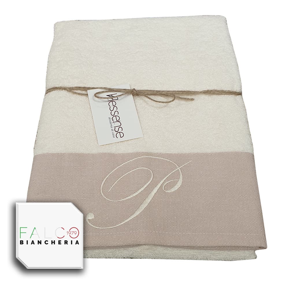 Coppia Asciugamano in Spugna Con Lettera Ricamata Beige/Panna dalla A alla Z - 18