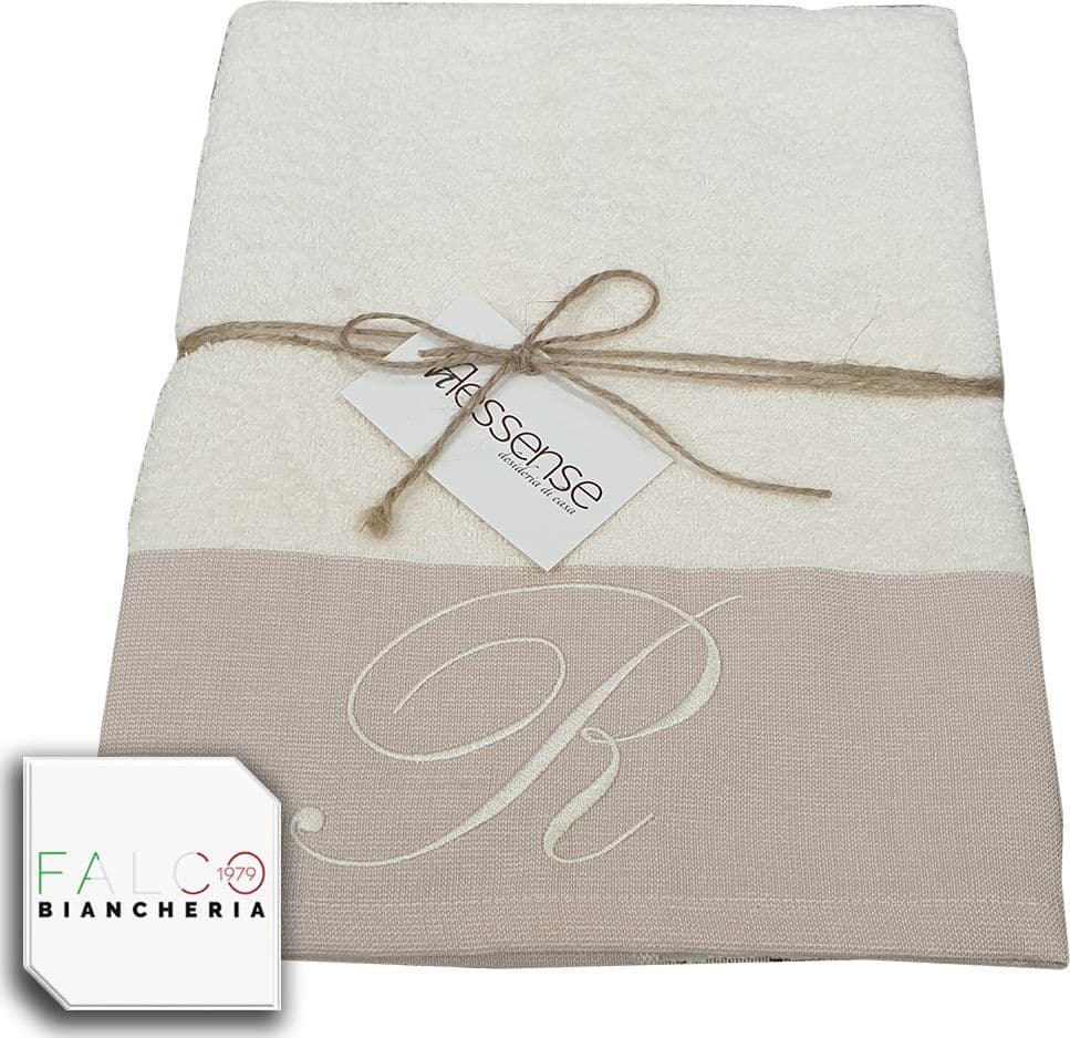 Coppia Asciugamano in Spugna Con Lettera Ricamata Beige/Panna dalla A alla Z - 17