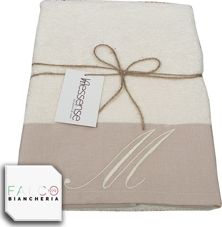 Coppia Asciugamano in Spugna Con Lettera Ricamata Beige/Panna dalla A alla Z - 20