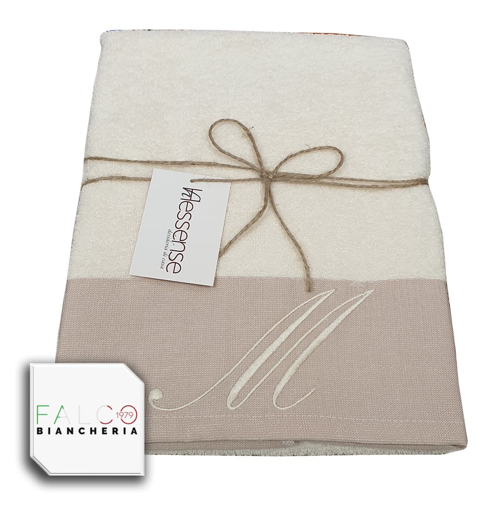Coppia Asciugamano in Spugna Con Lettera Ricamata Beige/Panna dalla A alla Z - 20