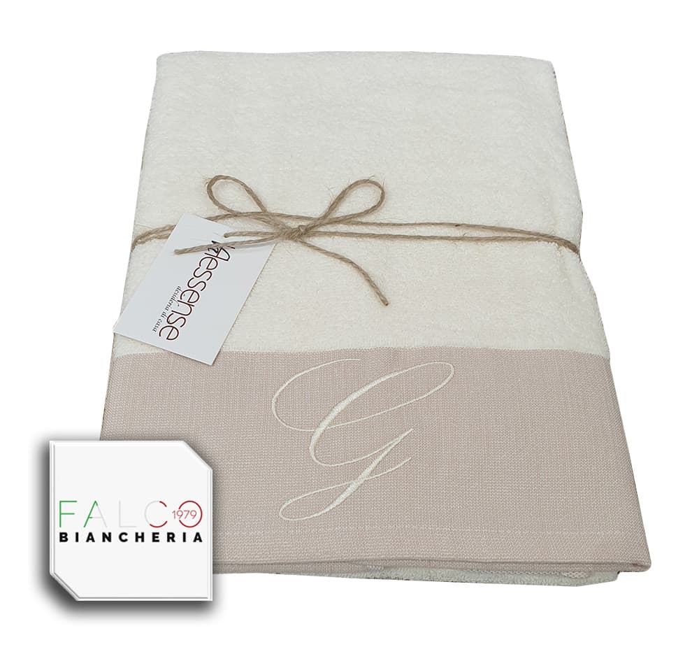 Coppia Asciugamano in Spugna Con Lettera Ricamata Beige/Panna dalla A alla Z - 22