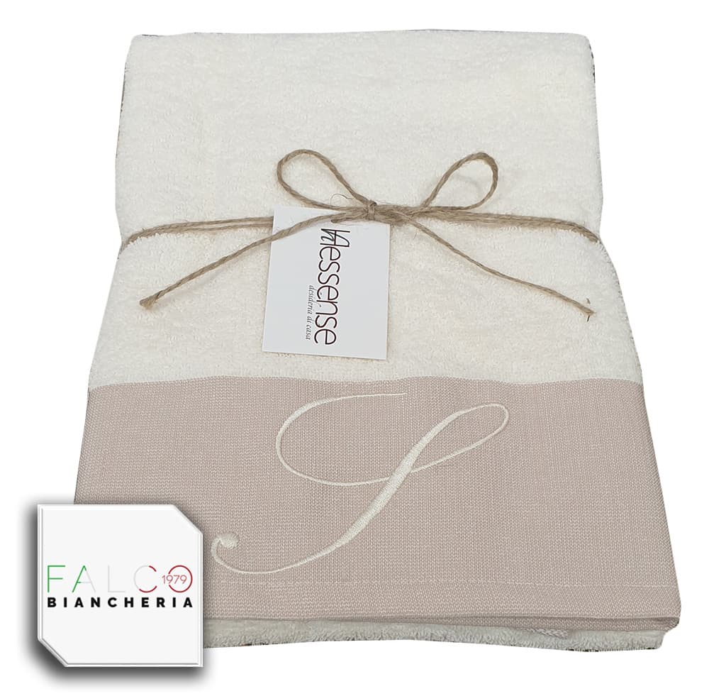Coppia Asciugamano in Spugna Con Lettera Ricamata Beige/Panna dalla A alla Z - 16