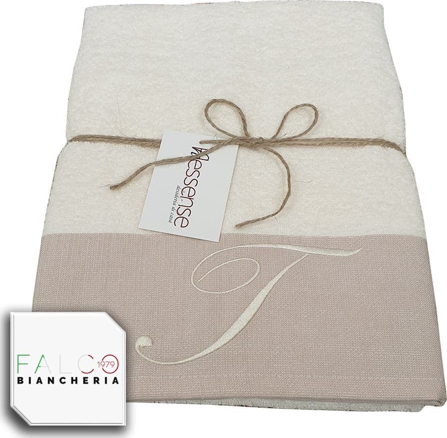 Coppia Asciugamano in Spugna Con Lettera Ricamata Beige/Panna dalla A alla Z - 15