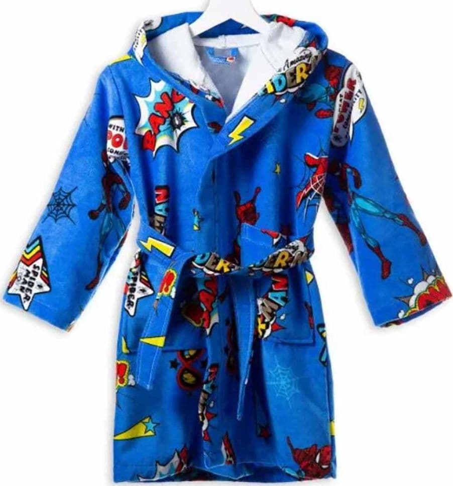 Caleffi ACCAPPATOIO BAMBINI CON CAPPUCCIO SPIDERMAN POWER COTONE 6/8 Anni