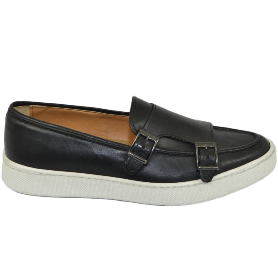 Mocassino doppia fibbia in pelle con suola sportiva - Auro Luxury Sport - 13