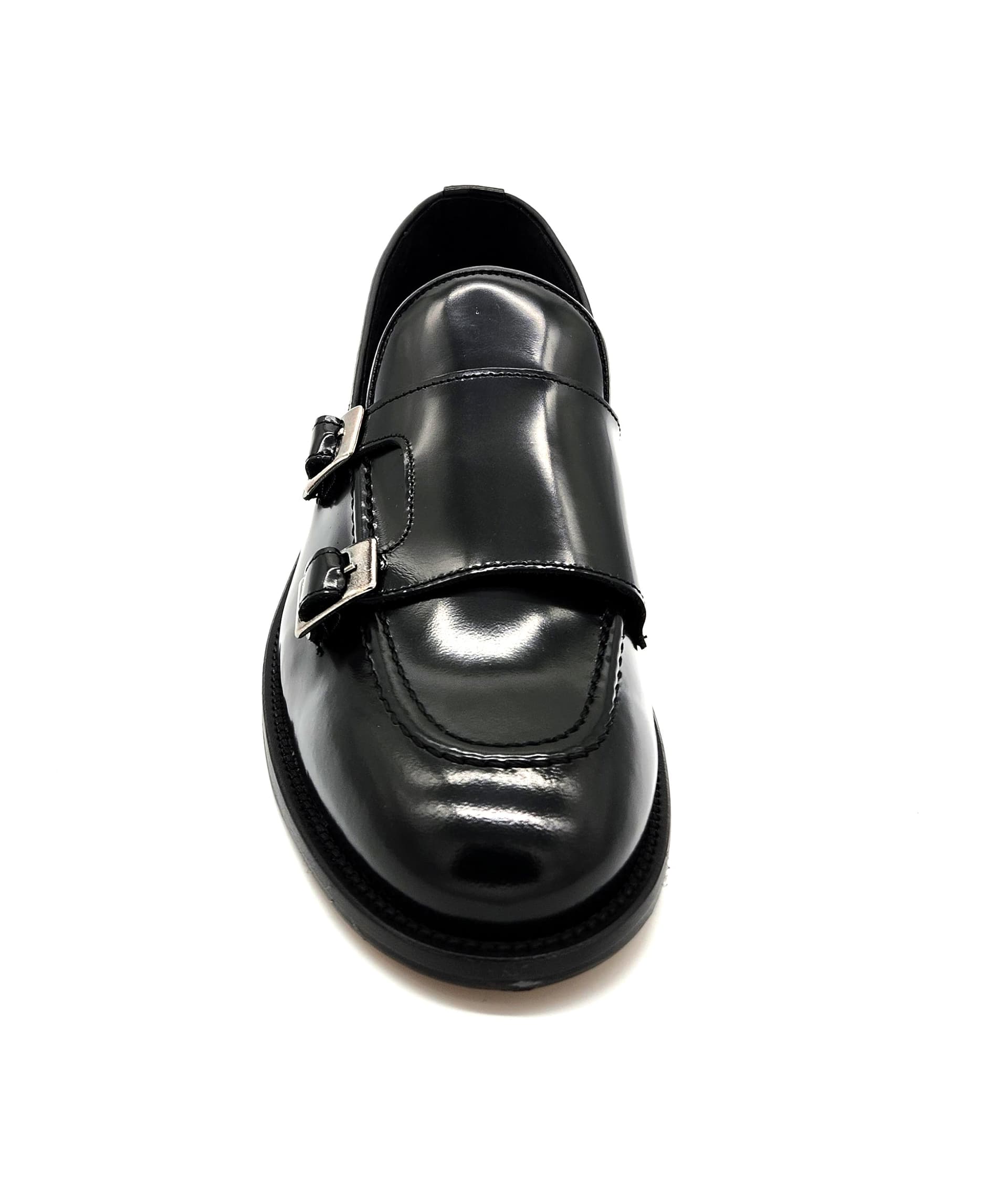 Mocassino da Uomo Doppia fibbia elegante in pelle nera lucida abrasivata Auro York in Loafer e mocassini Affari di Famiglia - Sant’Angelo a Cupolo, commercioVirtuoso.it