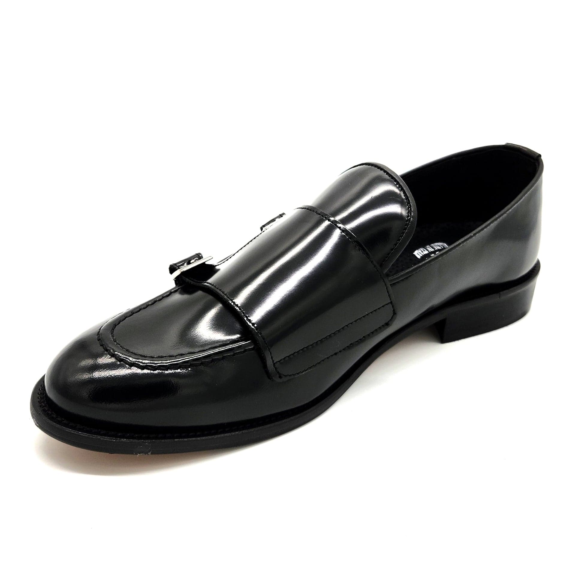 Mocassino da Uomo Doppia fibbia elegante in pelle nera lucida abrasivata Auro York in Loafer e mocassini Affari di Famiglia - Sant’Angelo a Cupolo, commercioVirtuoso.it