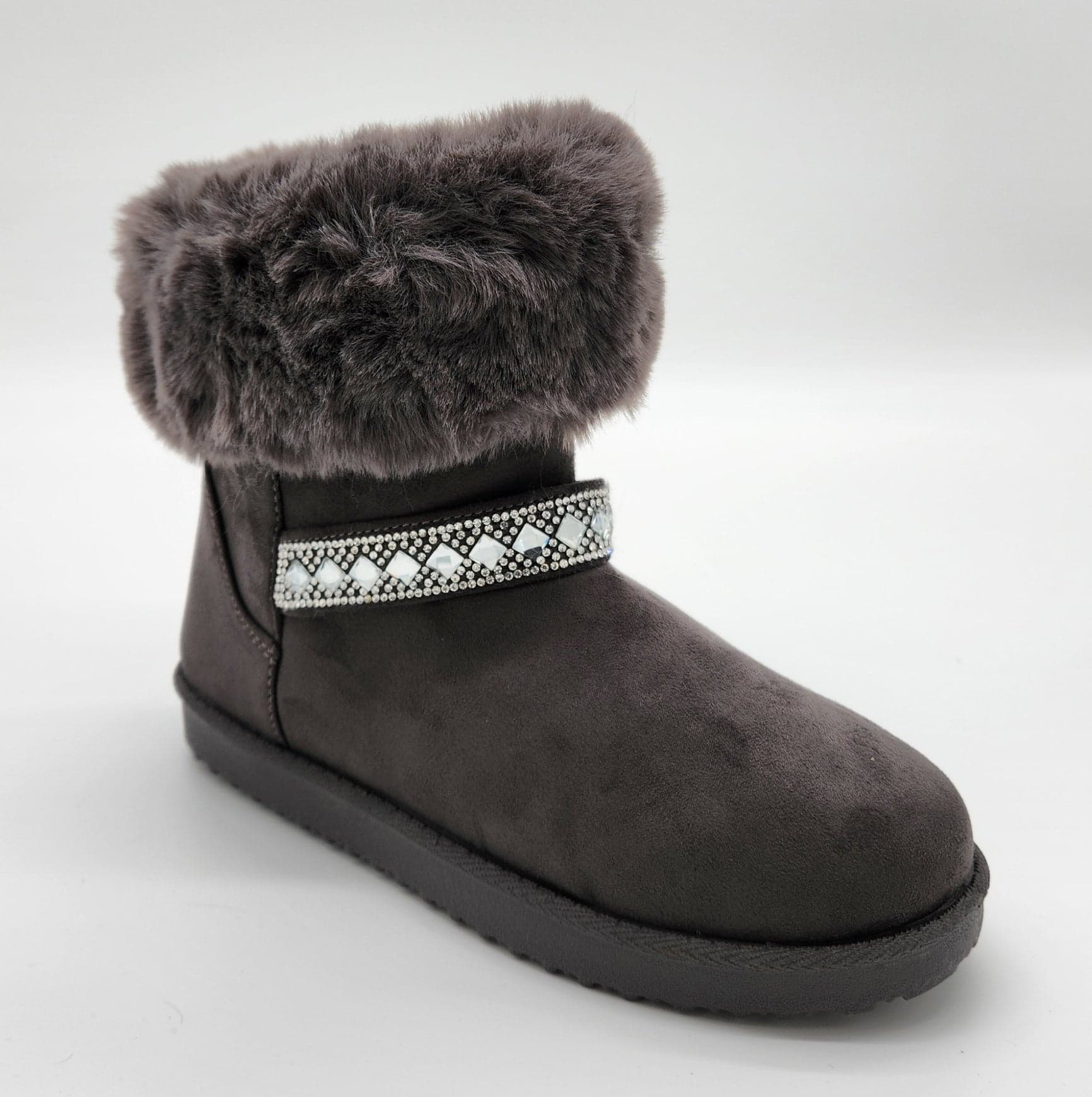 Elsa - Stivaletti in camoscio con pelliccia e strass donna in Stivali Affari di Famiglia - Sant’Angelo a Cupolo, commercioVirtuoso.it