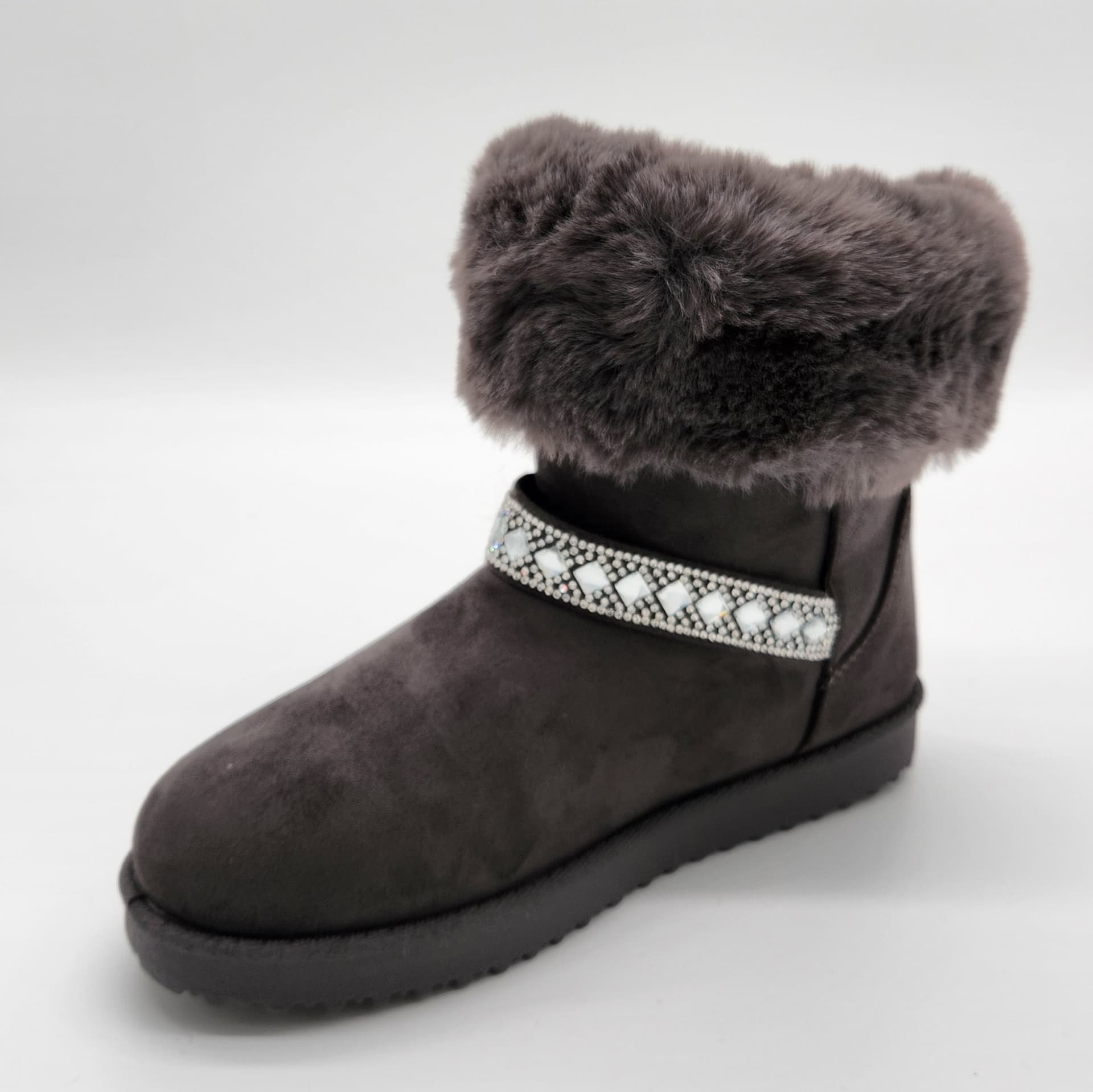 Elsa - Stivaletti in camoscio con pelliccia e strass donna in Stivali Affari di Famiglia - Sant’Angelo a Cupolo, commercioVirtuoso.it