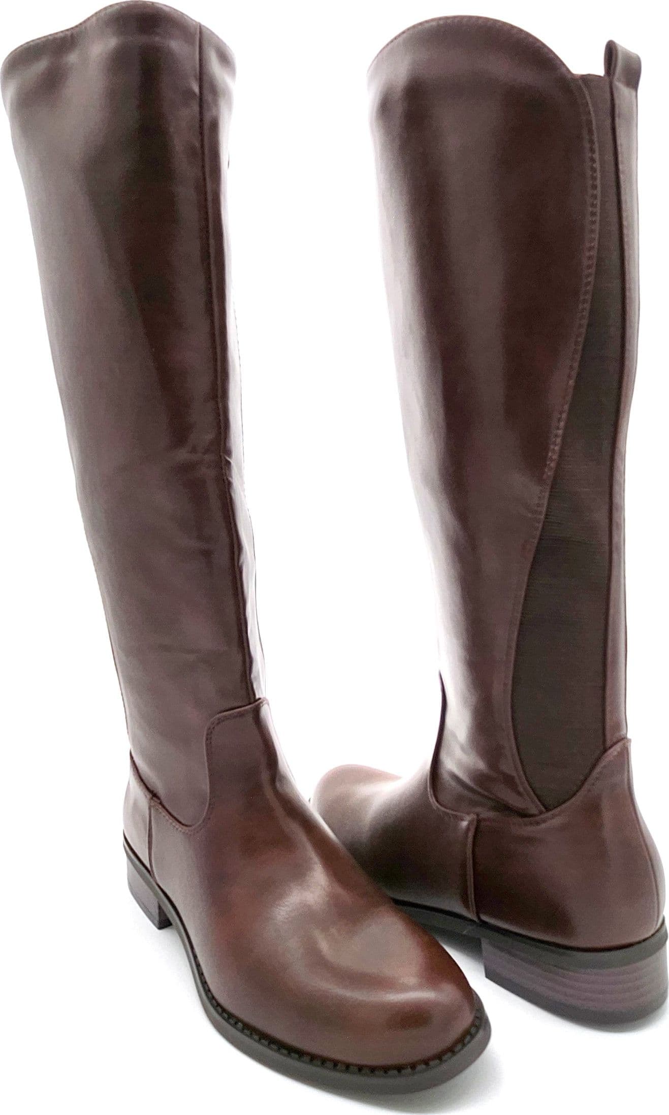 Brown - Stivali donna in ecopelle con elastico marrone in Stivali Affari di Famiglia - Sant’Angelo a Cupolo, commercioVirtuoso.it