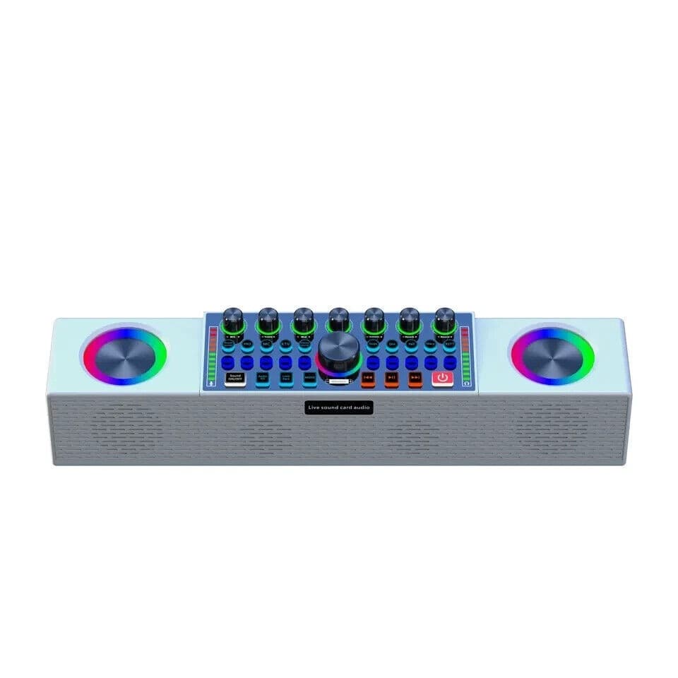 KARAOKE Rgb Multifunzione Mixer Audio Bluetooth Altoparlante 2Microfoni Wireless - 7