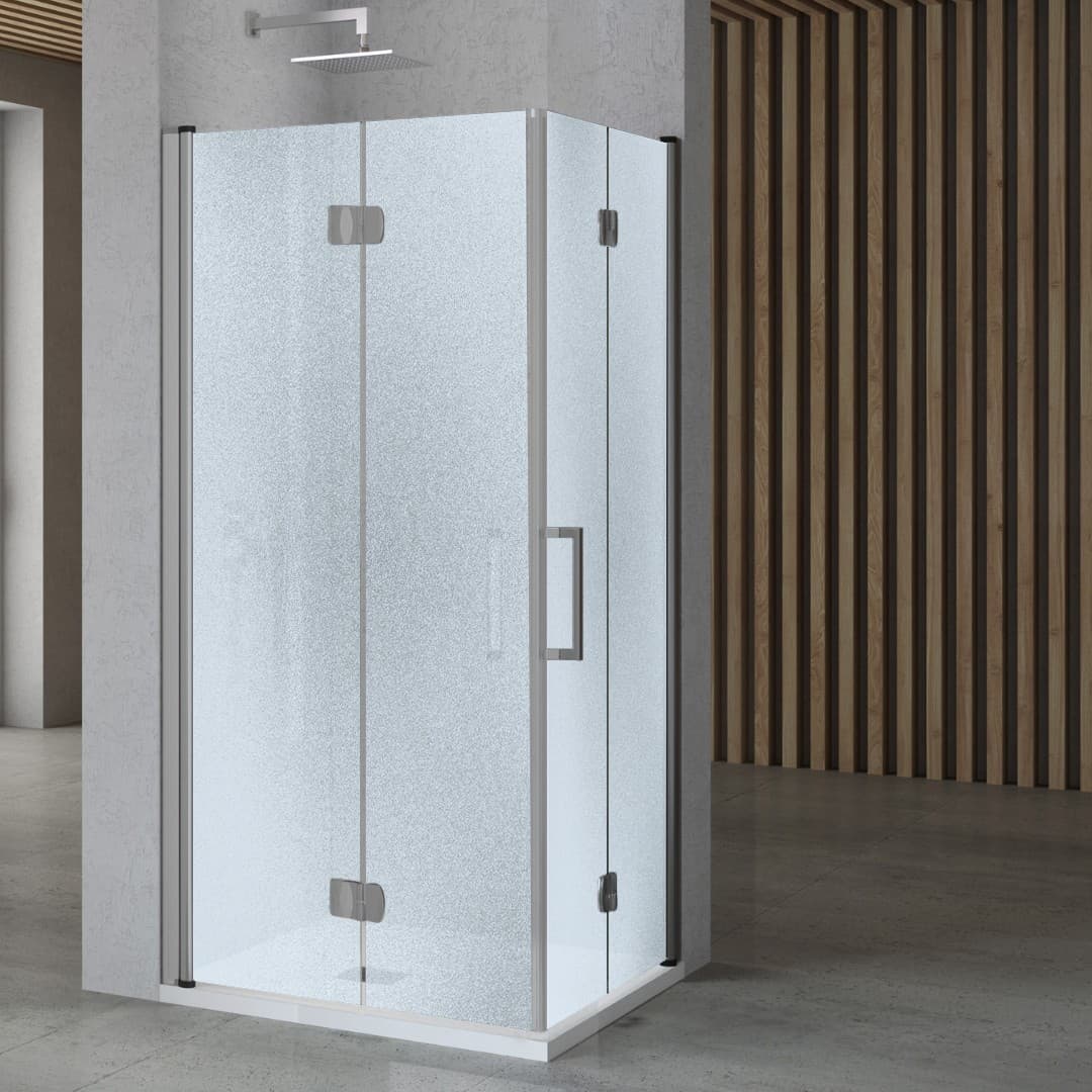 Porta Nicchia Doccia Pieghevole Modello Edera Cristallo Temperato 6 Millimetri - 46