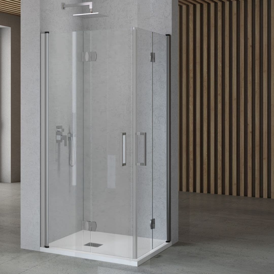 Porta Nicchia Doccia Pieghevole Modello Edera Cristallo Temperato 6 Millimetri - 41