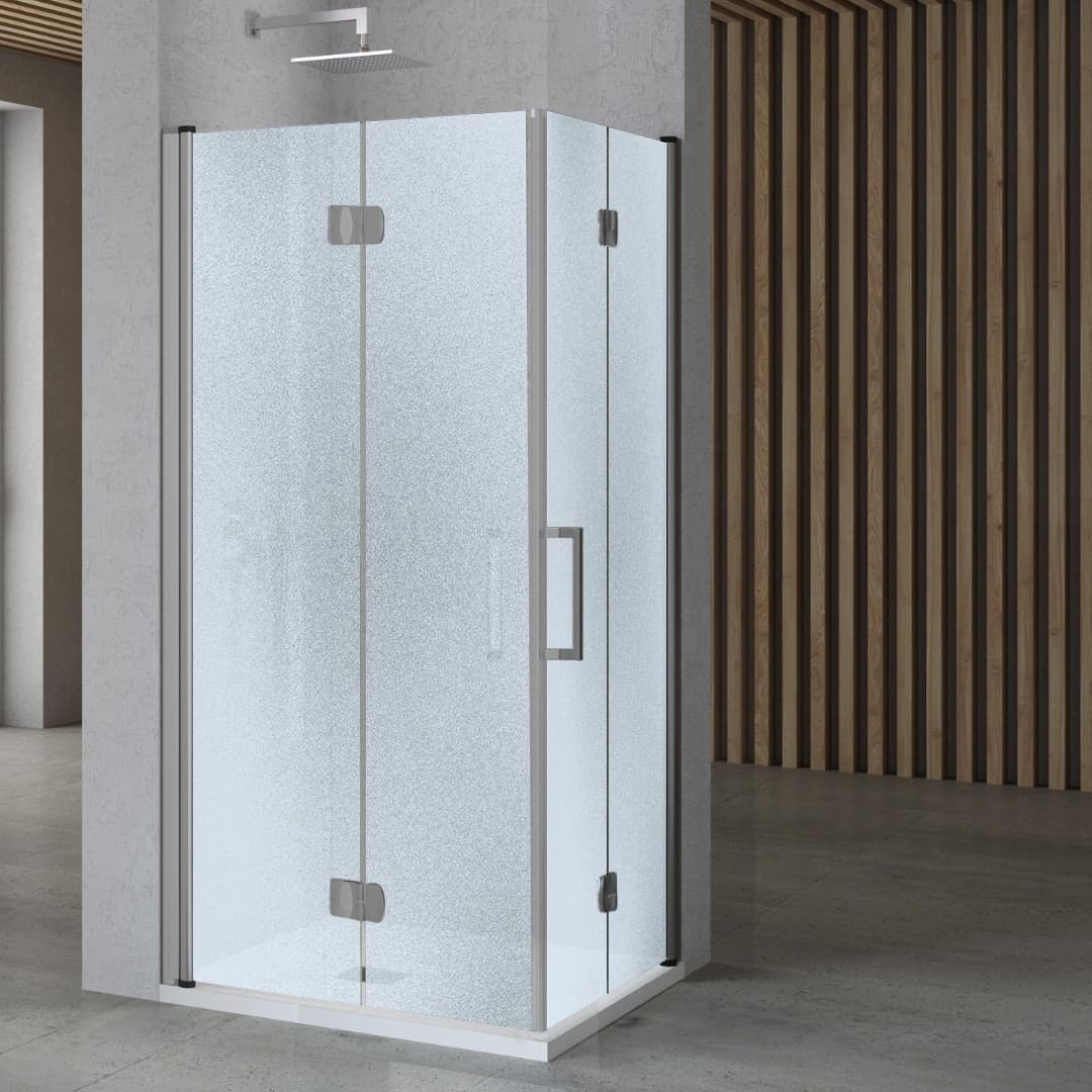 Porta Nicchia Doccia Pieghevole Modello Edera Cristallo Temperato 6 Millimetri - 35