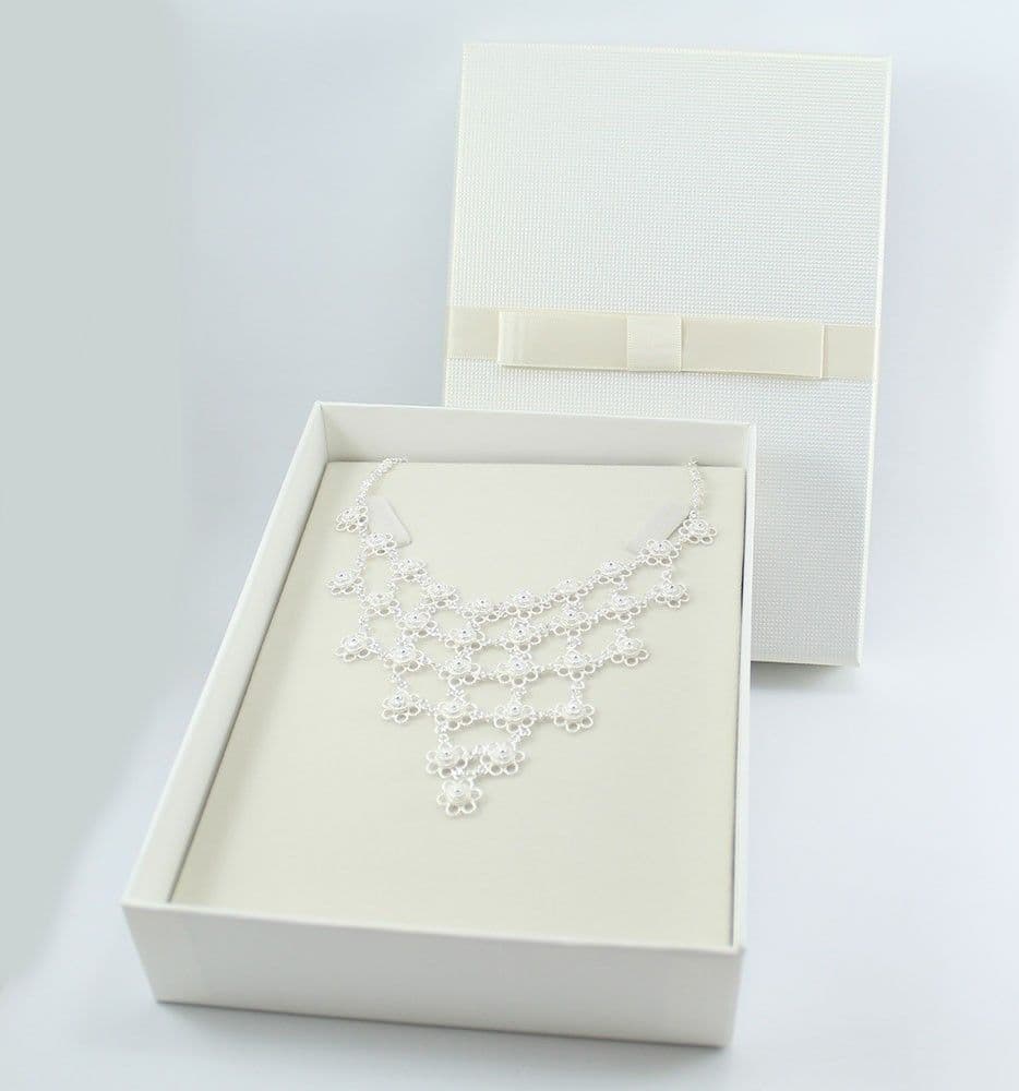 Collana Donna Filigrana Sarda in Argento Nido d'Ape a Fiore - 6