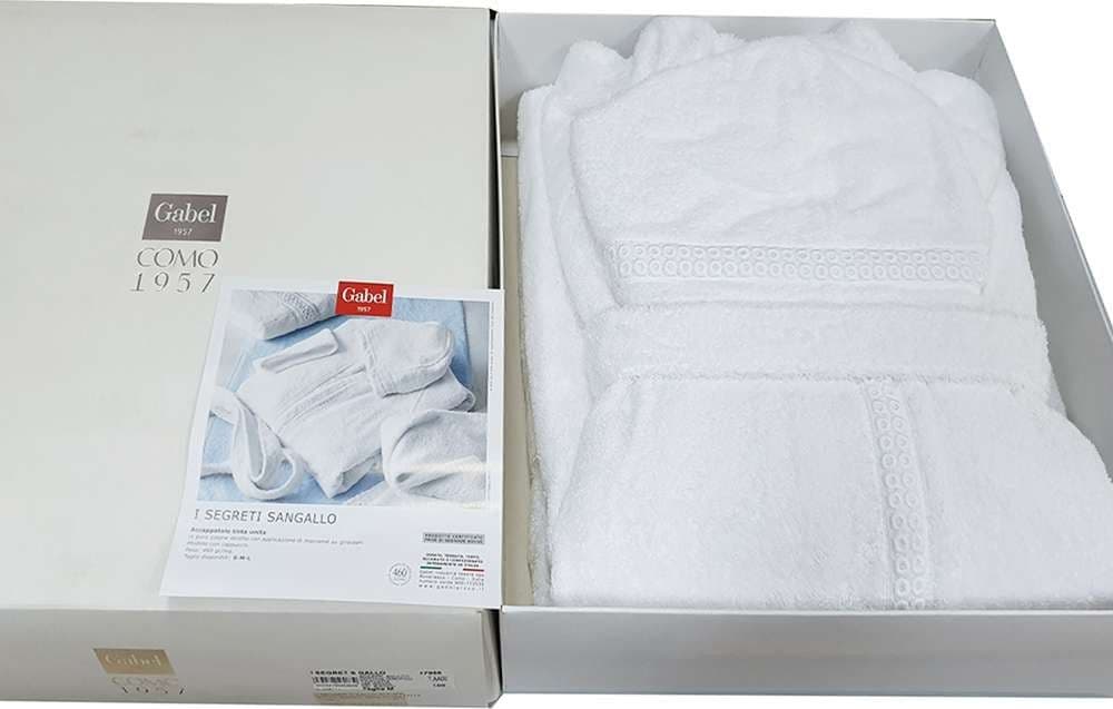 GABEL - Elegante E Raffinato Accappatoio per Adulti I Segreti San Gallo – Bianco – letto
