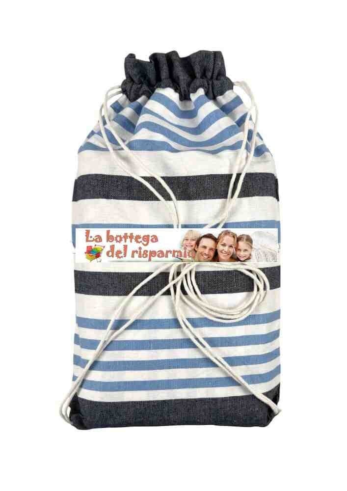 TELO MARE FOUTA PER LETTINO COTONE 75X195 RIGATO PON PON E TASCHE LATERALI - 9
