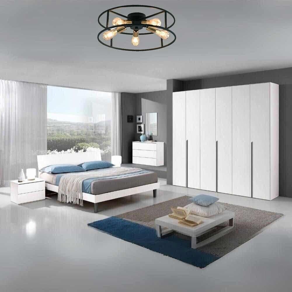 Plafoniera A Soffitto Stile Industriale In Metallo Nero E Oro 5 Portalampada E27 - 5