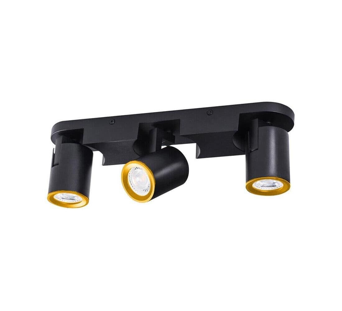 Faretto Orientabile Staffa Da Soffitto Lampada 3 Portafaretto Gu10 Nero Th8803 - 5