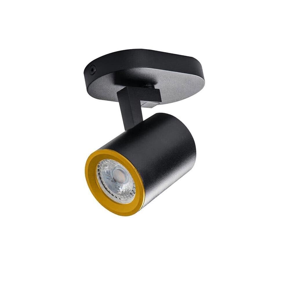 Faretto Orientabile Lampada Da Soffitto Parete Portafaretto Attacco Gu10 Nero - 5