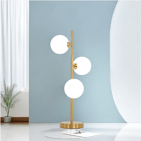 Lampada Da Tavolo Terra 3 Sfere Sfera Colore Bianco Stelo G9 Lume Bronzo D33 - 5
