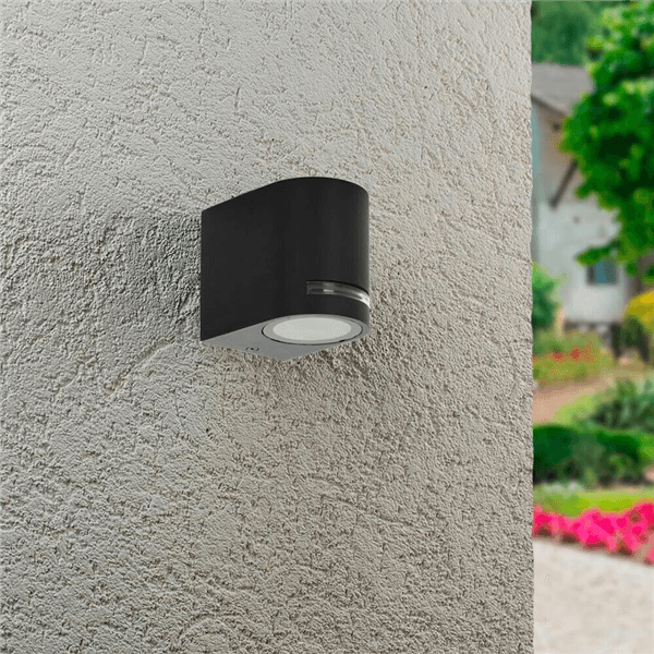Applique Da Parete Muro Lampada Portafaretto Gu10 Interno Esterno Ip54 Nero - 5