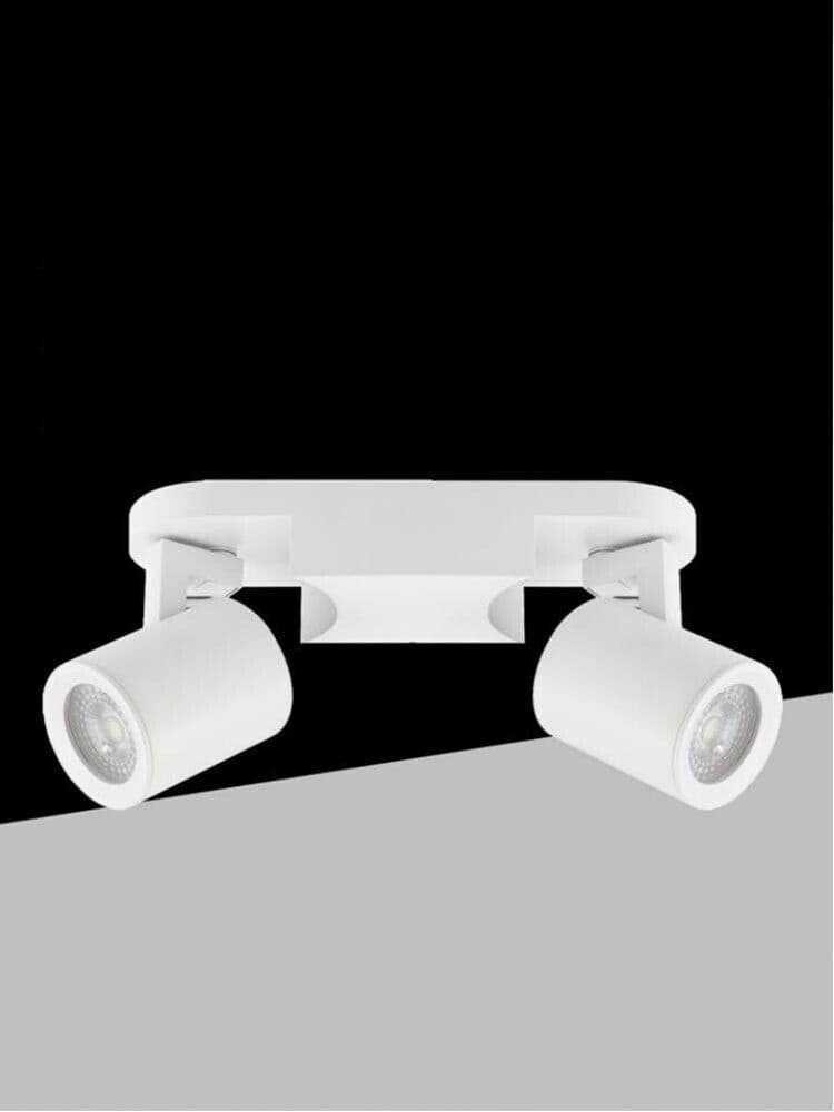Faretto Orientabile Lampada Da Soffitto Supporto 2 Portafaretto Gu10 Bianco Th88 - 5